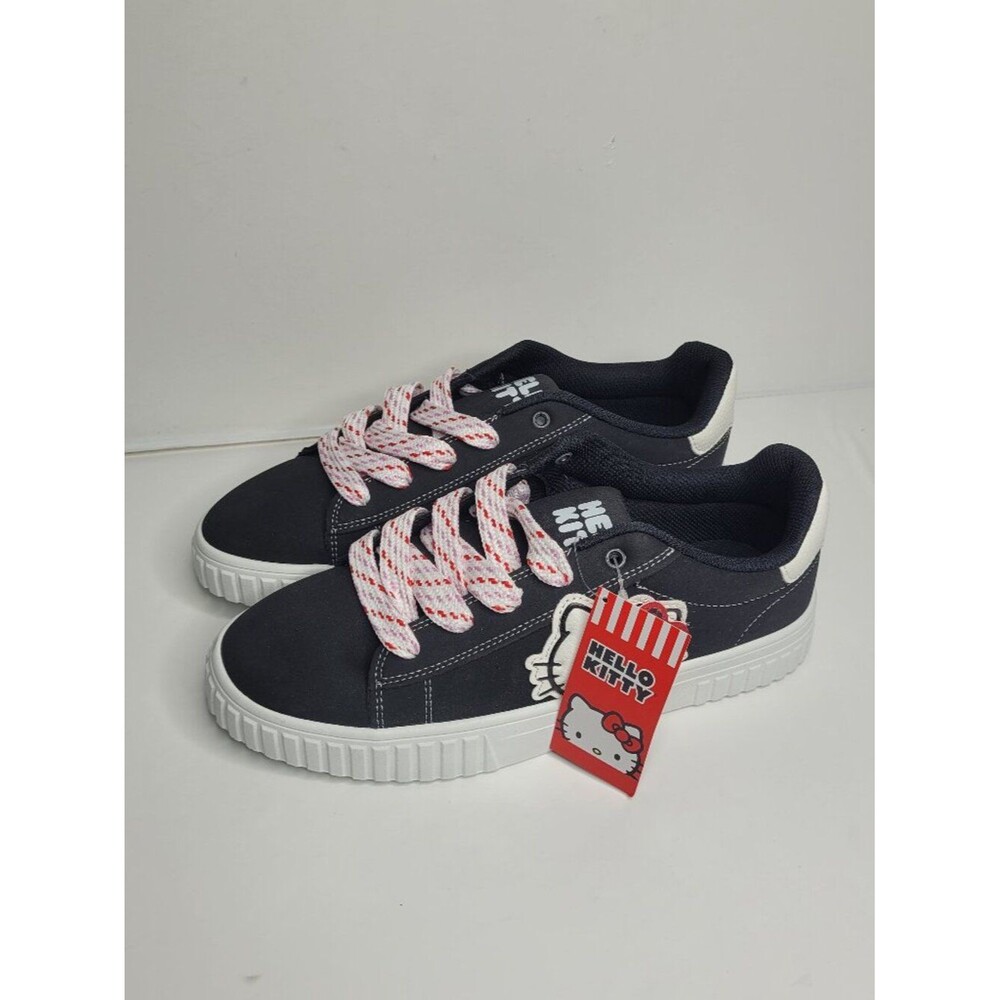 Hello Kitty Black & White Low-Top Sneakers chunky lace up shoes size 10 NWT
